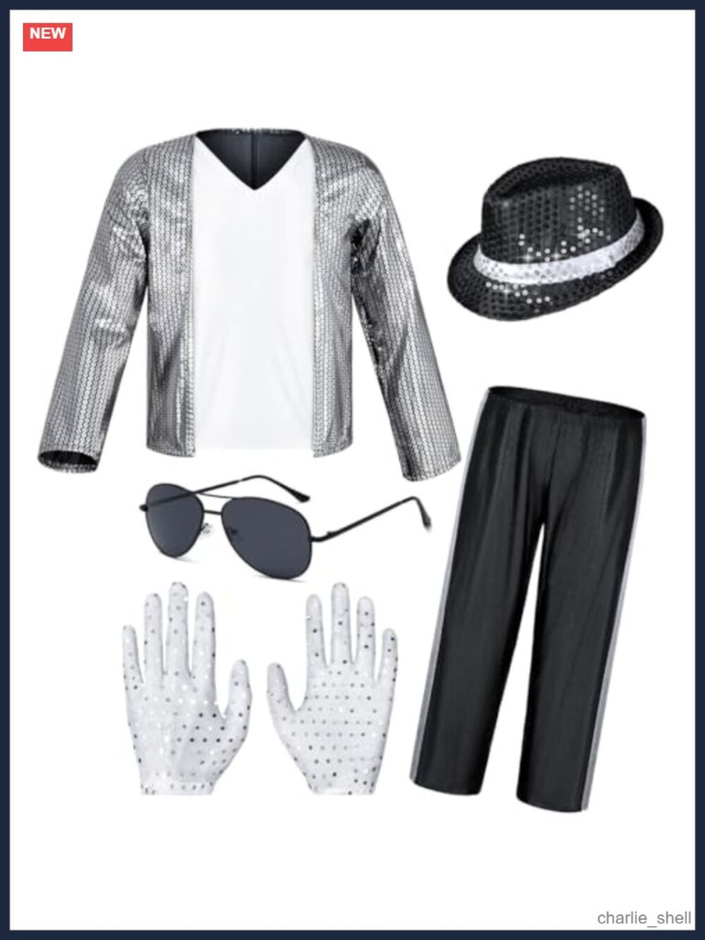 Kids 80s 90s Pop Star Dance Costume Sequin 5Pc Set Role Play